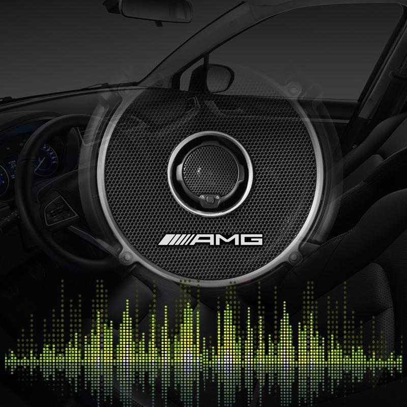 AAVO1 4Pcs 3D Aluminum Car Audio Decorate Badge Emblem Sticker Trim For Mercedes Benz AMG W212 W204 W211 W168 W213 W205 W210 W108 W124