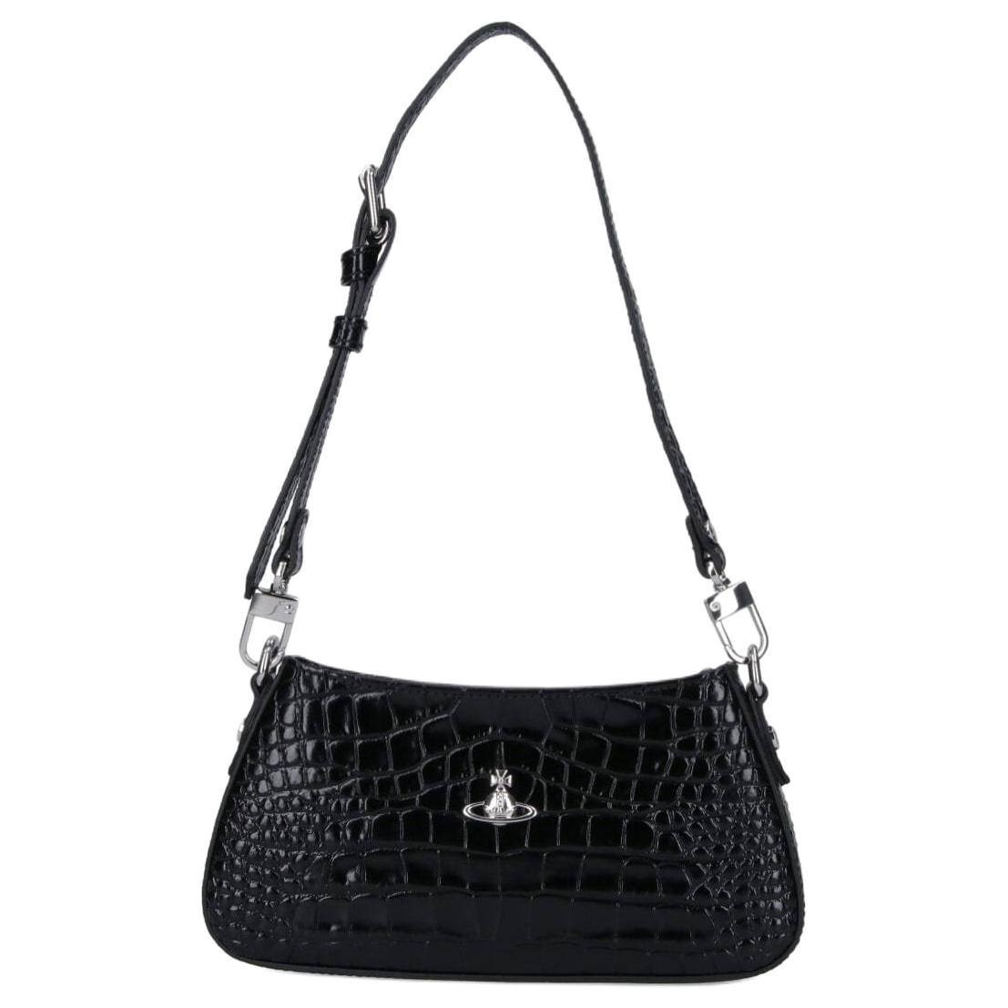 

VIVIENNE WESTWOOD Tasha Crocodile Pattern Embossed Calfskin Shoulder Bag Women Shoulder Bag Black 5801000JWL0098N401 Basic Set (Bag+Dust Bag)