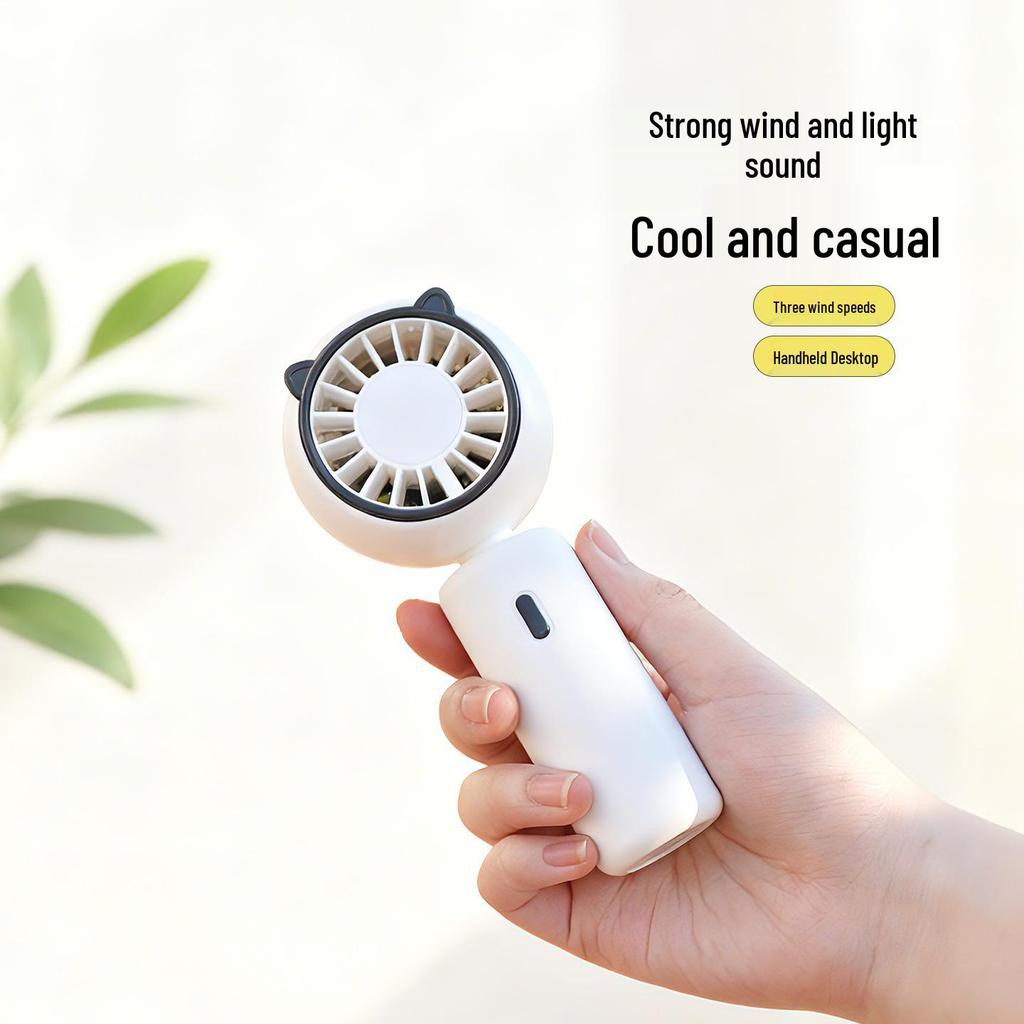 Cat Ear Handheld Spray Humidifier Fan with USB Charging, Three-Speed Settings, and Low Noise