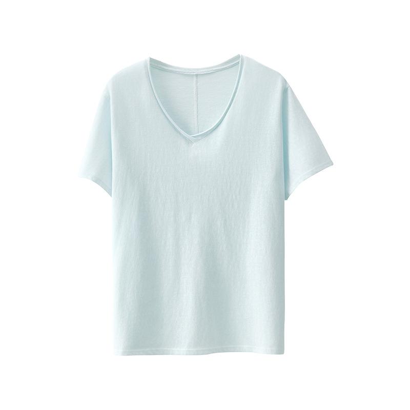 Women V Neck Loose Oversized Dropped Shoulder Short Sleeve Solid Casual Basic T Shirt