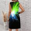 Plus Size V Neck Sleeveless Forest Valley Stream Watercolor Print For Country Leisure Vacation