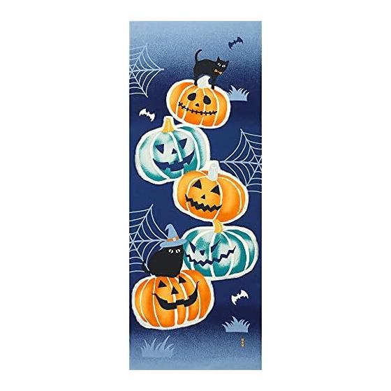 Hamamonyo Tenugui Towel - Black Cat Halloween, 100% Cotton, 34cm x 90cm
