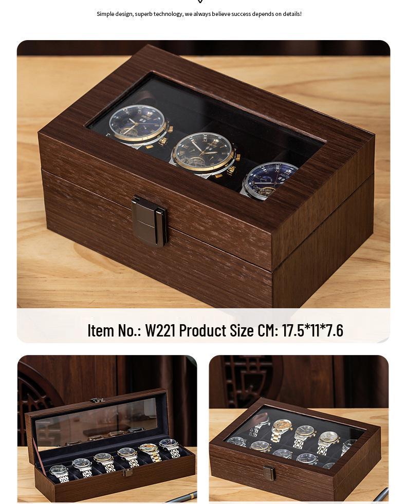 2025 Walnut Wood Grain Watch & Sunglasses Storage Box