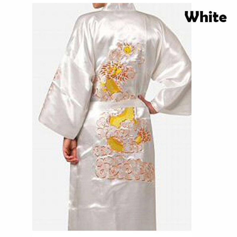 Kimono da uomo cinese con ricamo a forma di drago, taglie forti, tradizionale camicia da notte maschile da notte