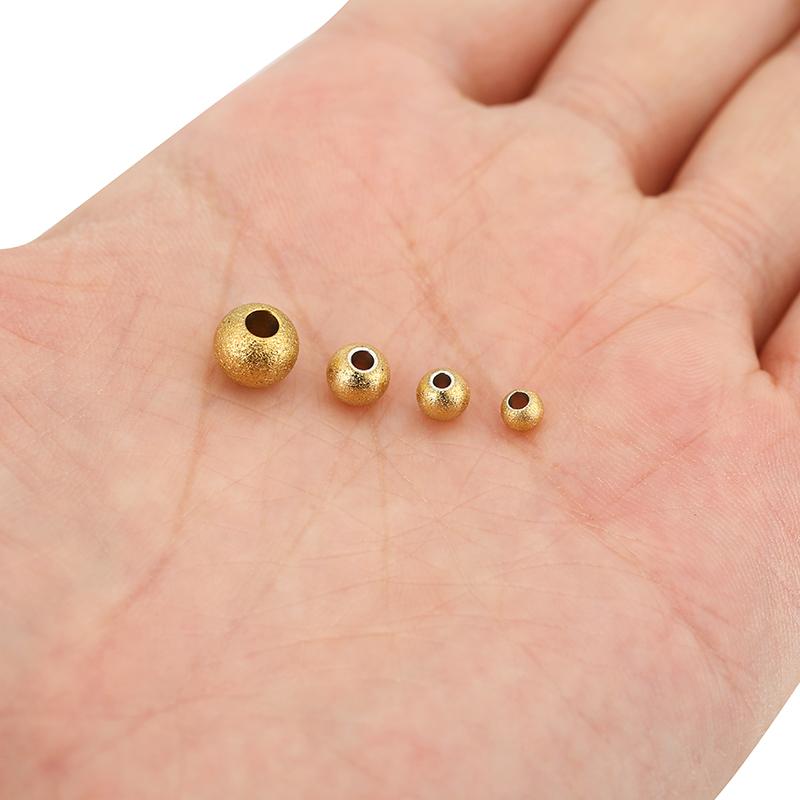 20pcs Frosted Stainless Steel Bracelet Necklace Beads 4 5 6 8 mm Never Fade PVD Large Hole Spacer Beads For DIY Jewelry Making