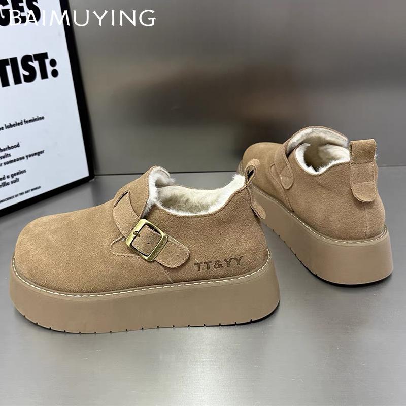 Fur Platform Women Ankle Boots Suede Flats Fashion Casual Shoes Woman 2025 Trend Winter Designer Walking Cozy Snow Botas Mujer