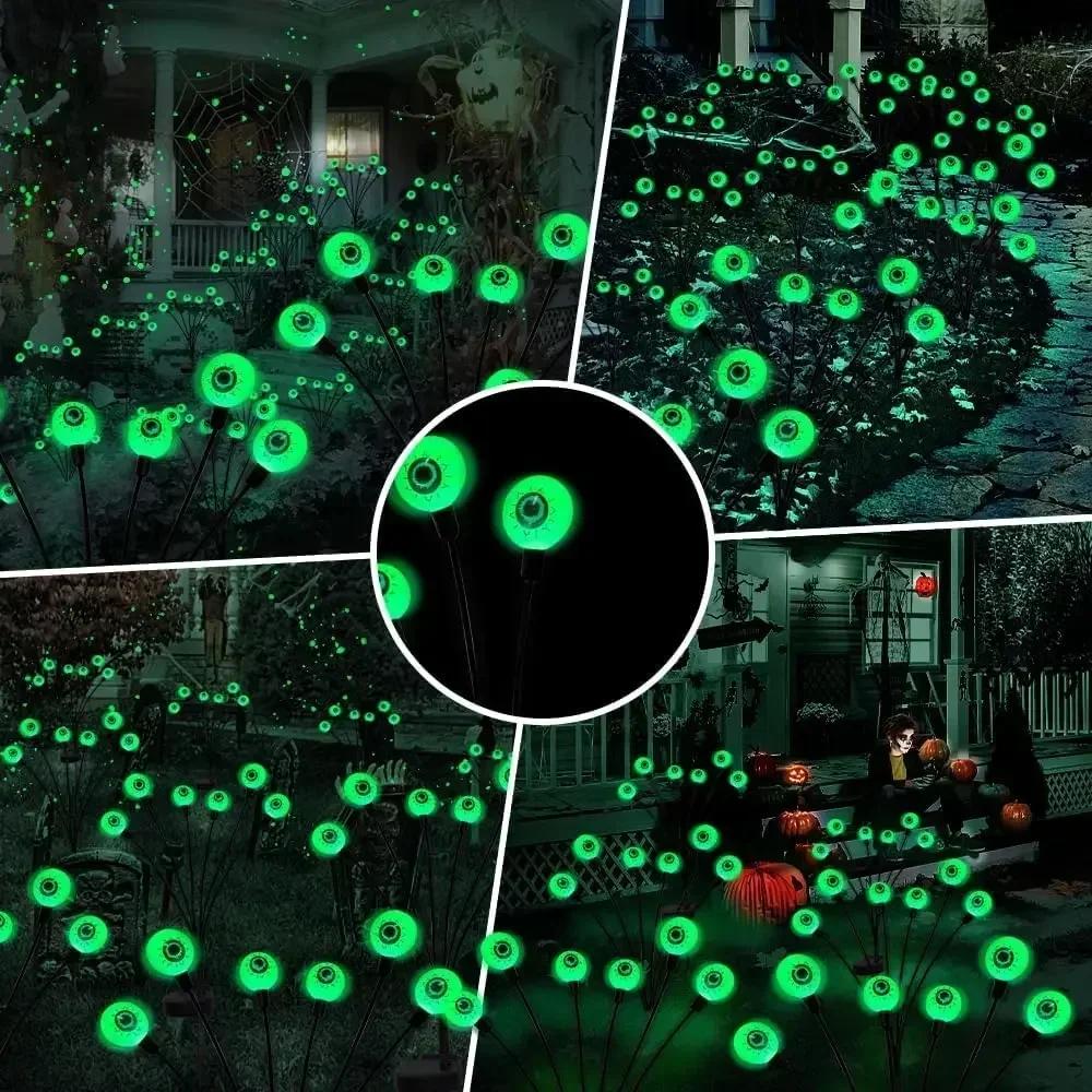 Scary Solar Eyeball Lights Outdoor Halloween Decor Waterproof Green LED Stake Lights for Garden Pathway Lighting Party Decor
