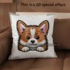 2D Cute Corgi Designs: Front & Rear Views Pillow Covers Pattern Cushion Cover Suitable For Sofa Bedroom Car Pillow Cover