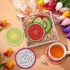 8 Piece Set of Diamond Painted Delicious Fruits with Holder DIY Diamond Craft Kit Creative Art Supplies Perfect Gifts for Beginners and Crafters