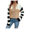 Women's  And Winter Temperament Color Block Striped Pullover Sweater