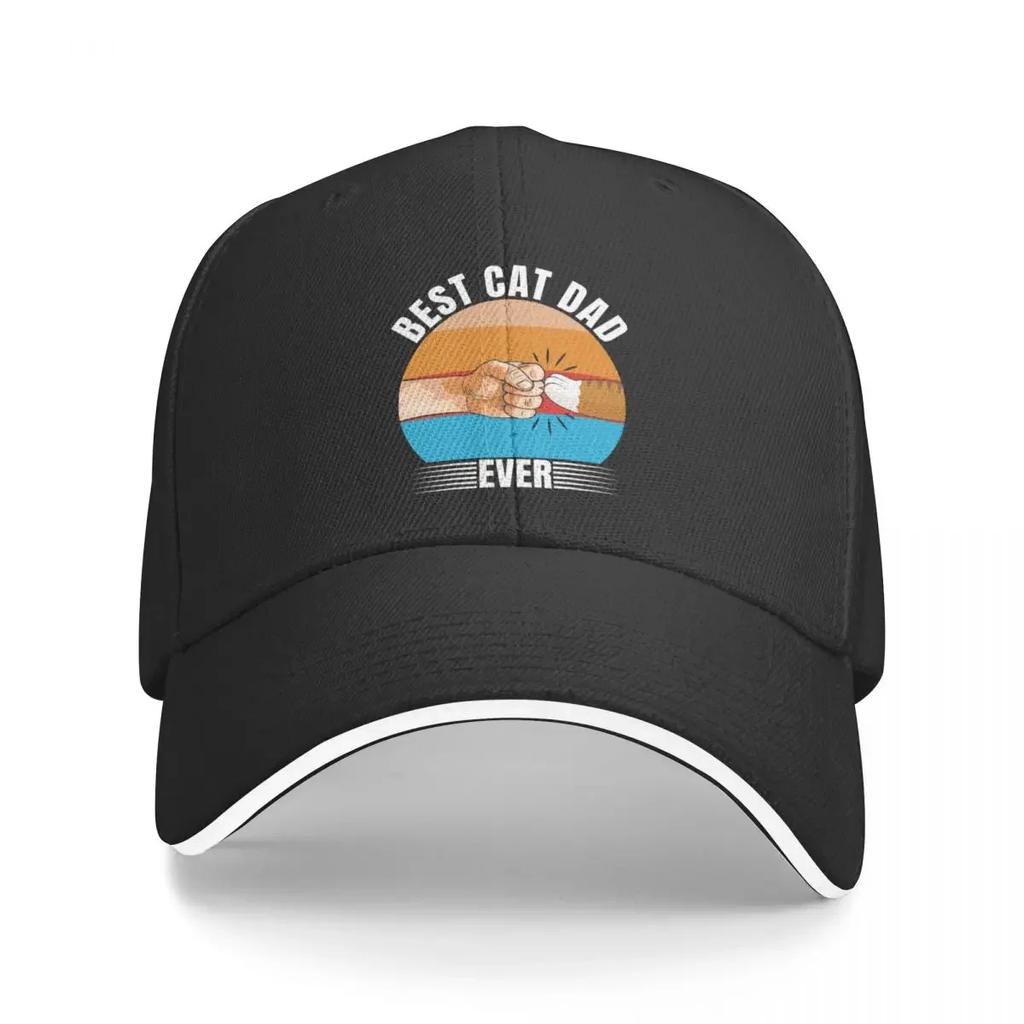 Best Cat Dad Ever Baseball Cap Big Size Hat Rugby Uv Protection Solar Hat Hats Woman Men's