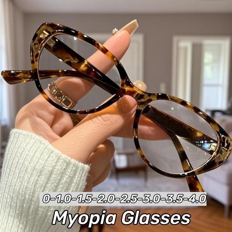 Retro Cat Eye Myopia Glasses Fashion Anti-blue Light Can Be Matched with The Degree of Unisex Glasses  Diopter To -1.0 To -4.0