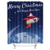 TU Christmas Santa Claus Astronaut Shower Curtain Space Galaxy Universe Holiday Decor Modern Bathroom Fabric Backdrop