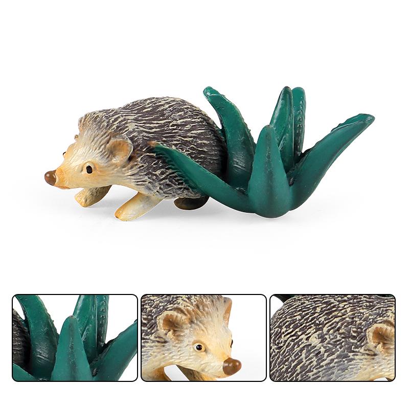 Oenux Simulation Wild Jungle Forest Animals Hedgehog Model Action Figures Cake Topper Party Favor Cute Education Kid Toy Gift