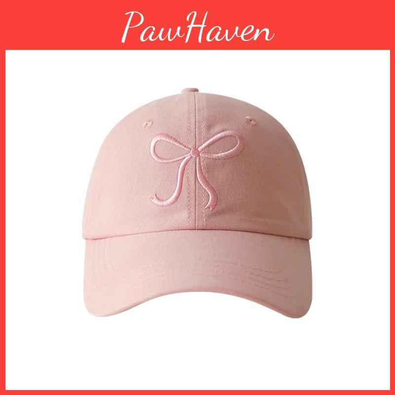 Bowknot Korean Adorable Baseball Cap For Girls Allseason Soft Top Pink Hat