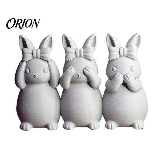 Soft Furnishing Accent Easter Ornament, One-piece Molded Bunny Figure, 3D Printed Rabbit Versatile Home Decor Design Decorative Figurine for серый