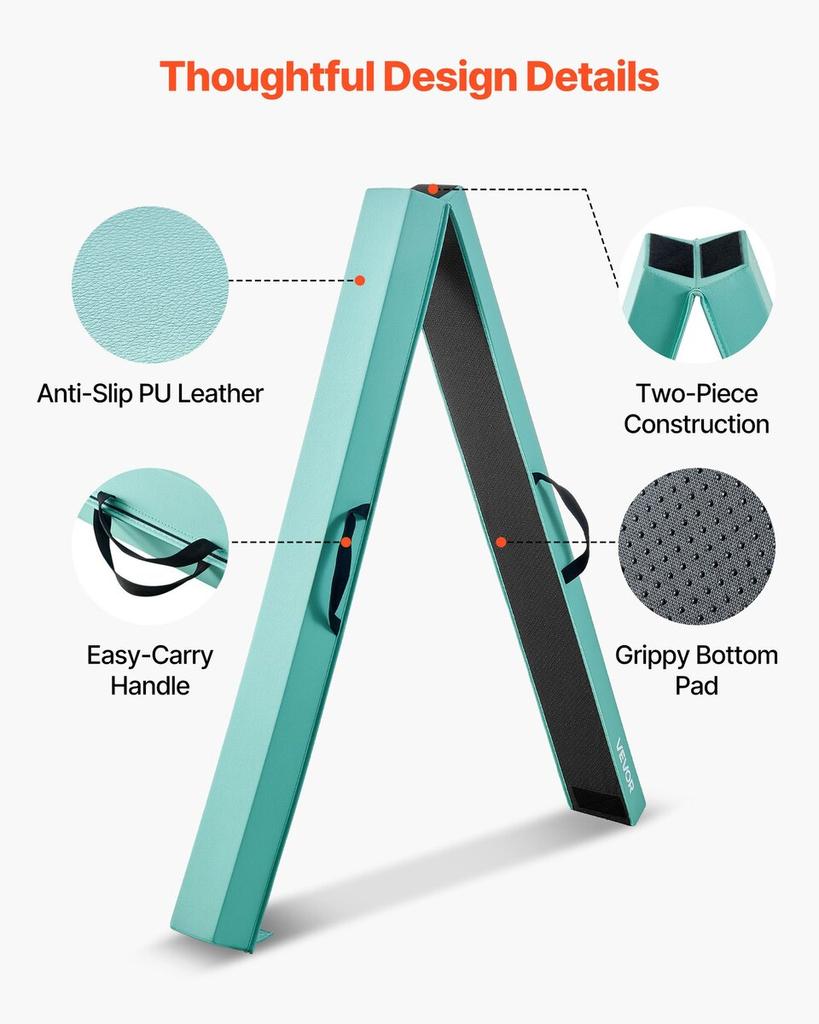 Trave di Equilibrio Pieghevole da 8 Piedi per Bambini, Supporto Stabile da 90,7 KG Trave da Pavimento per Ginnastica con Tappetini Antiscivolo, Attrezzatura per l'Allenamento di Ginnastica con Antiscivolo