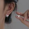 Vintage Silver Color Lace Heart Hollow Bow Screw Buckle Puncture Stud Earrings for Women Fine Jewelry Minimalist Accessories