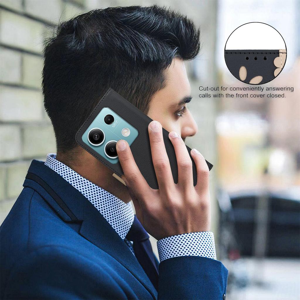 Pro Xiaomi Redmi Note 13 5G Kožené pouzdro BINFEN COLOR BF36 Květinový vzor Kryt na telefon Peněženka s RFID blokováním Stojánek