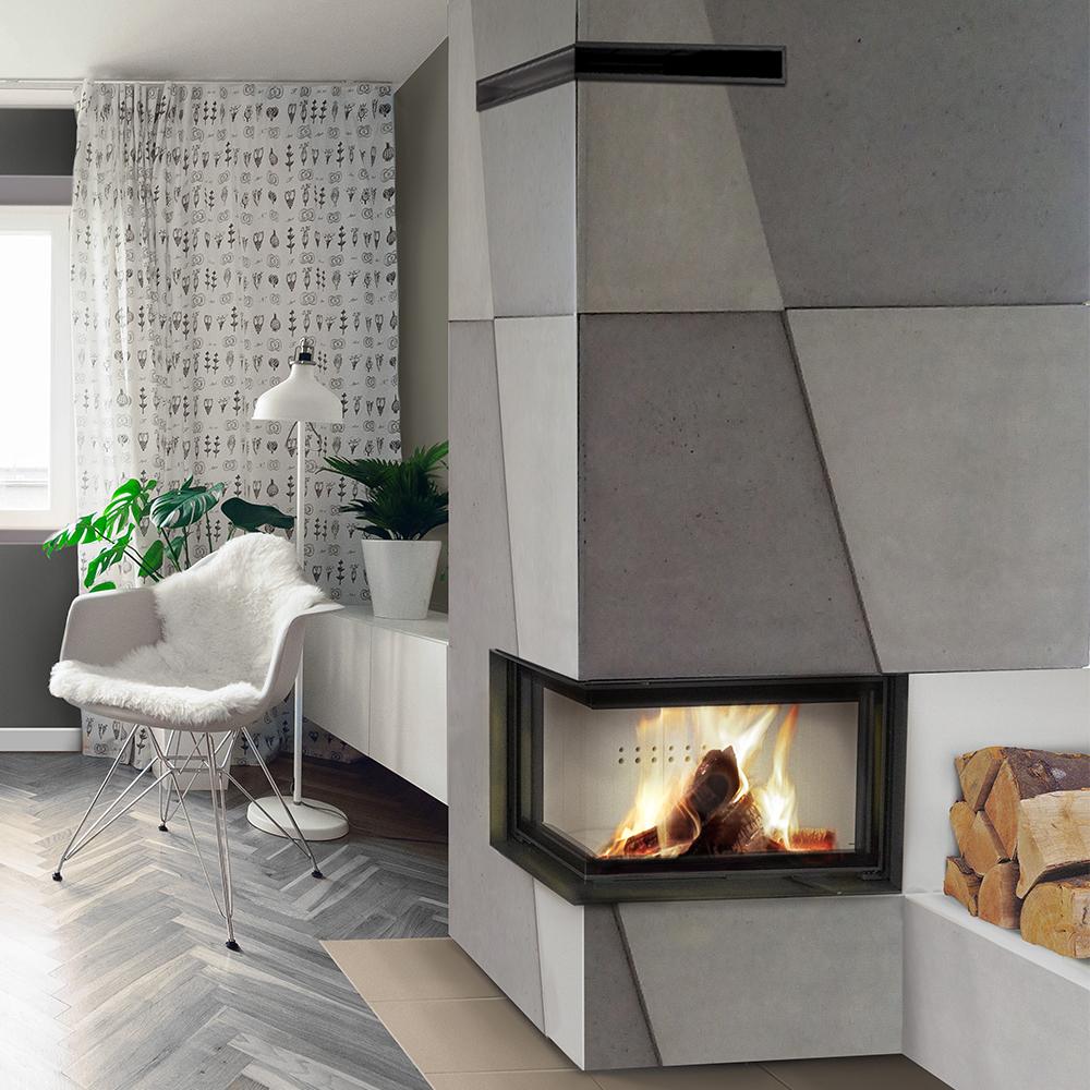 Steel fireplace KRATKI MBO left 15 kW Ø 200 Lift-up