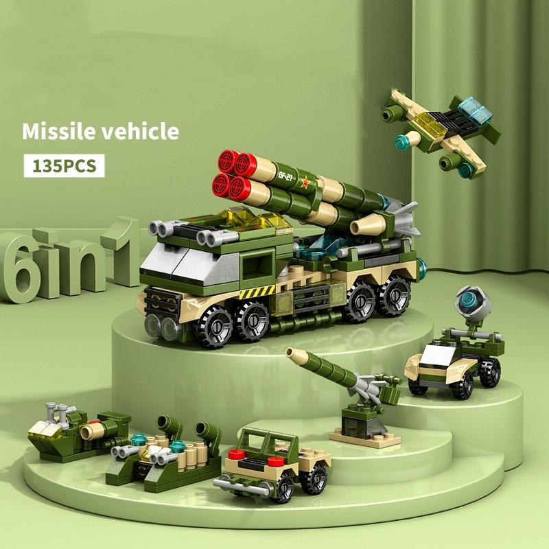 6IN1 Engineering Car Truck Tank City Building Blocks Police Helicopter Bricks Fire Fighting Brick Toys Gift for Children Kids