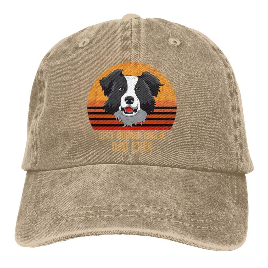 Best Border Collie Dad Ever Baseball Cap Unisex Adjustable Vintage Washed Denim USA