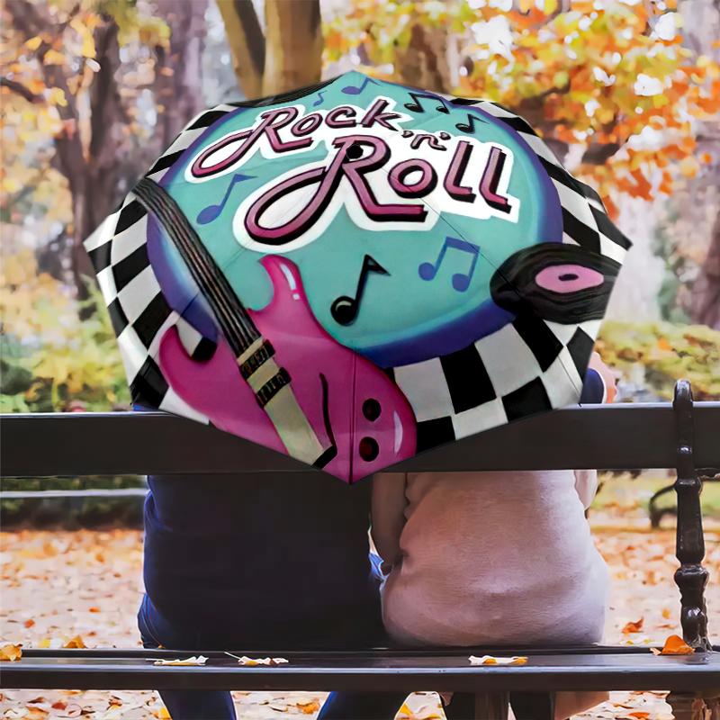 1PC Rock n' Roll Umbrella Portable Folding Umbrella Iron Frame Hole Bone Structure Outdoor Home Umbrella A16