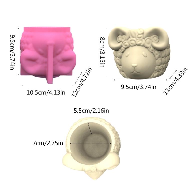 Silikonform für Blumentöpfe in Schafform, geeignet für Epoxidharz-Guss, Sukkulententopf