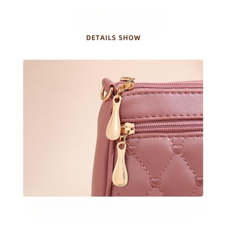 New large-capacity artificial leather embroidery thread shoulder messenger women's bag
