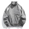 Mens Stand Collar Casual Jacket Lightweight Windproof Outerwear Long Sleeve Colorblock Design