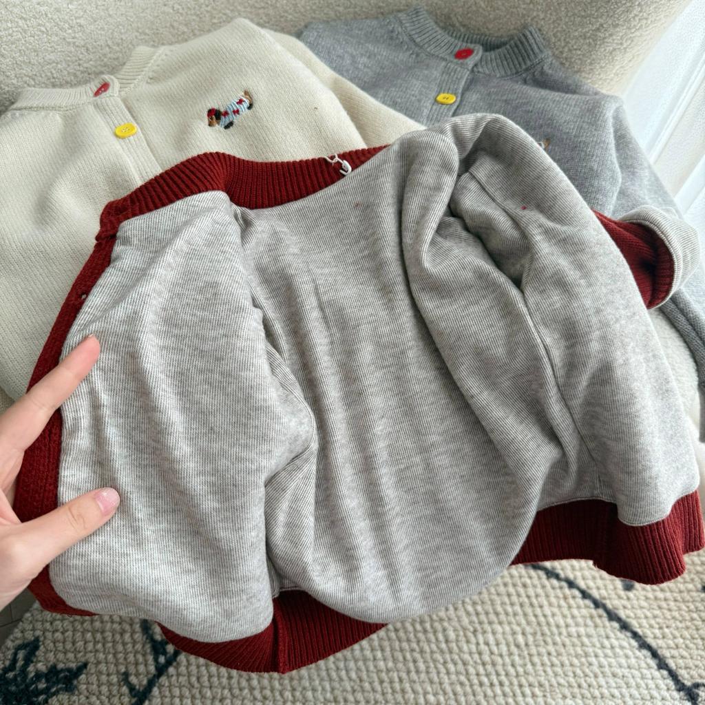 Kids Thick Red Knit Sweater Winter Warm Soft Top for Boys and Girls