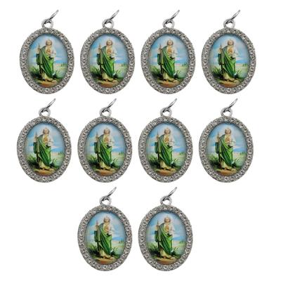 10 Piezas Colgante Encanto Forma Ovalada Religiosa Figura Metal Pedrería Colgante para Collares Llaveros Fabricación de Joyería DIY