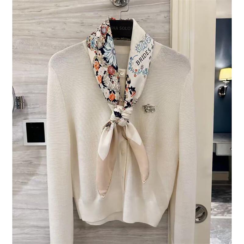 NINA SOLOR Floral Twill Silk Scarf