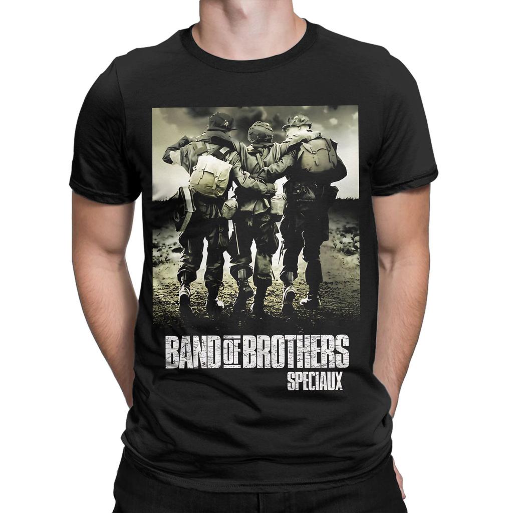 Band of Brothers 3 loerrcok wwii soldaten Halloween Kerstmis Grafisch 100% Katoen T-shirt Band