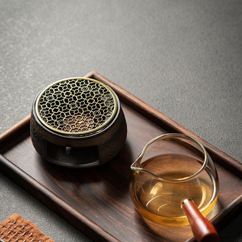 Retro Candle Heating Tea Warmer Base, Fragrance Maker, Tea Maker, Open Flame Roasted Orange Stove, Hot Tea Warmer