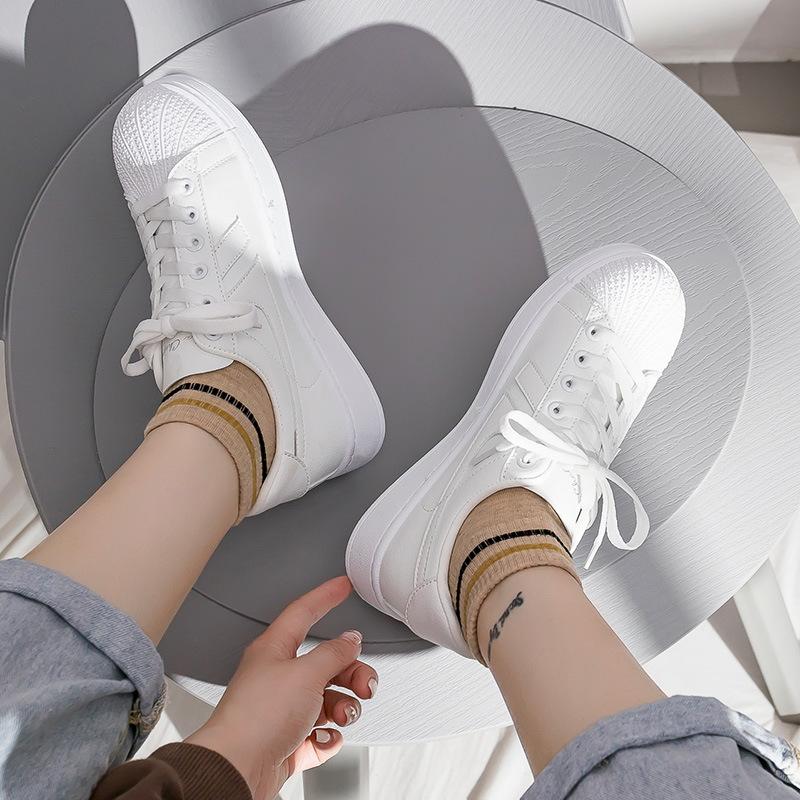 

Shell head little white shoes female student Korean version 2021 spring and autumn new sports shoes casual versatile Hong Kong style trend board shoes 35