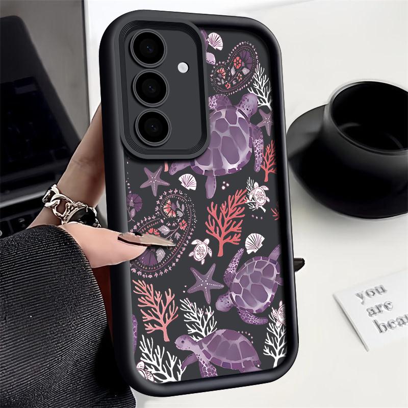 Phone Case For Samsung Galaxy S24 S25 S21 Ultra S22 FE S23 Plus A55 A54 5G A16 Shockproof Soft TPU Coral Seashell Pattern Funda