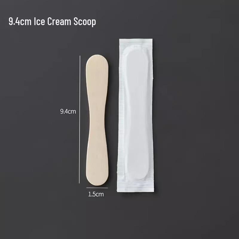 Miao Jia Yi Disposable Wooden Ice Cream Spoons, 9.4cm