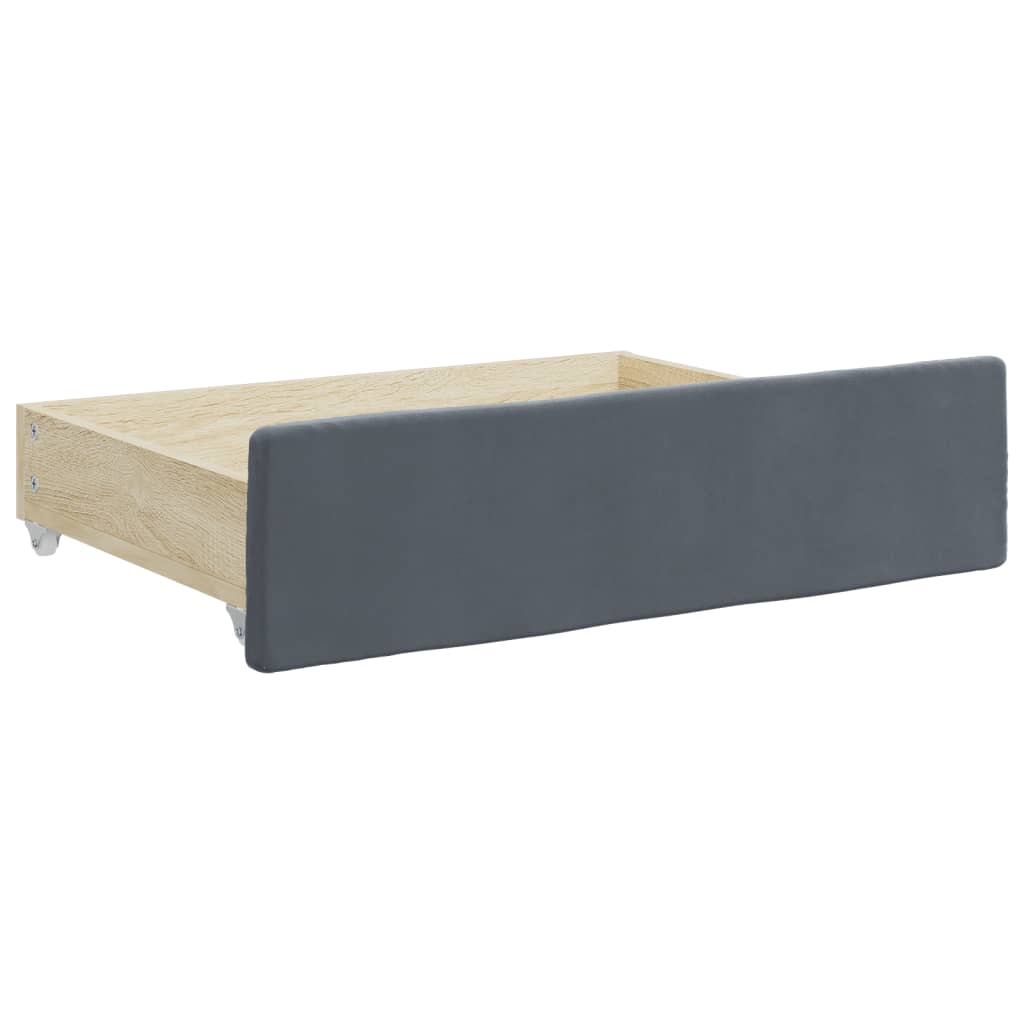 Vidaxl Sofa Rozsuwana Z Szufladami, Ciemnoszara, 90X200 Cm, Aksamit