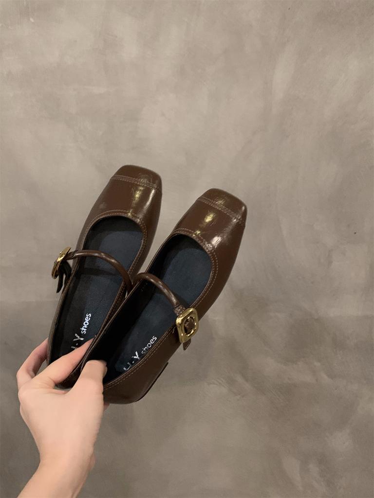 Flat Mary Jane black single shoes women's shoes spring 2025 new French evening breeze gentle Mary Jane shoes