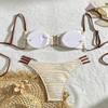 European & American Color Block Lace-up Bikini Swimsuit for Women - Sexy Beach & Hot Spring Swimwear 2025