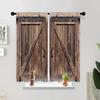 Set Of 2 Vintage Country Style Barn Doors Semi Kitchen Curtains Decorative Printed Short Curtain Room Darkening Polyester Ideal For Cooking Area