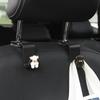 Cartoon Car Seat Back Hooks Diamond Camellia Flowers Cute Bears Decoration Car Interior Storage Hook Handbag Hanging Holder Hook