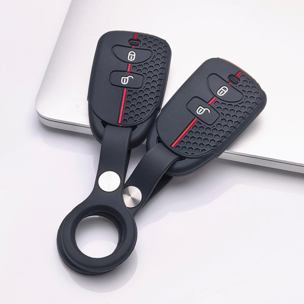Key Fob Cover for Hyundai Elantra Tucson Models Santa Fe Ix35 with Keychain Anti-Scratch Surface Shockproof Structure Soft Grip Texture