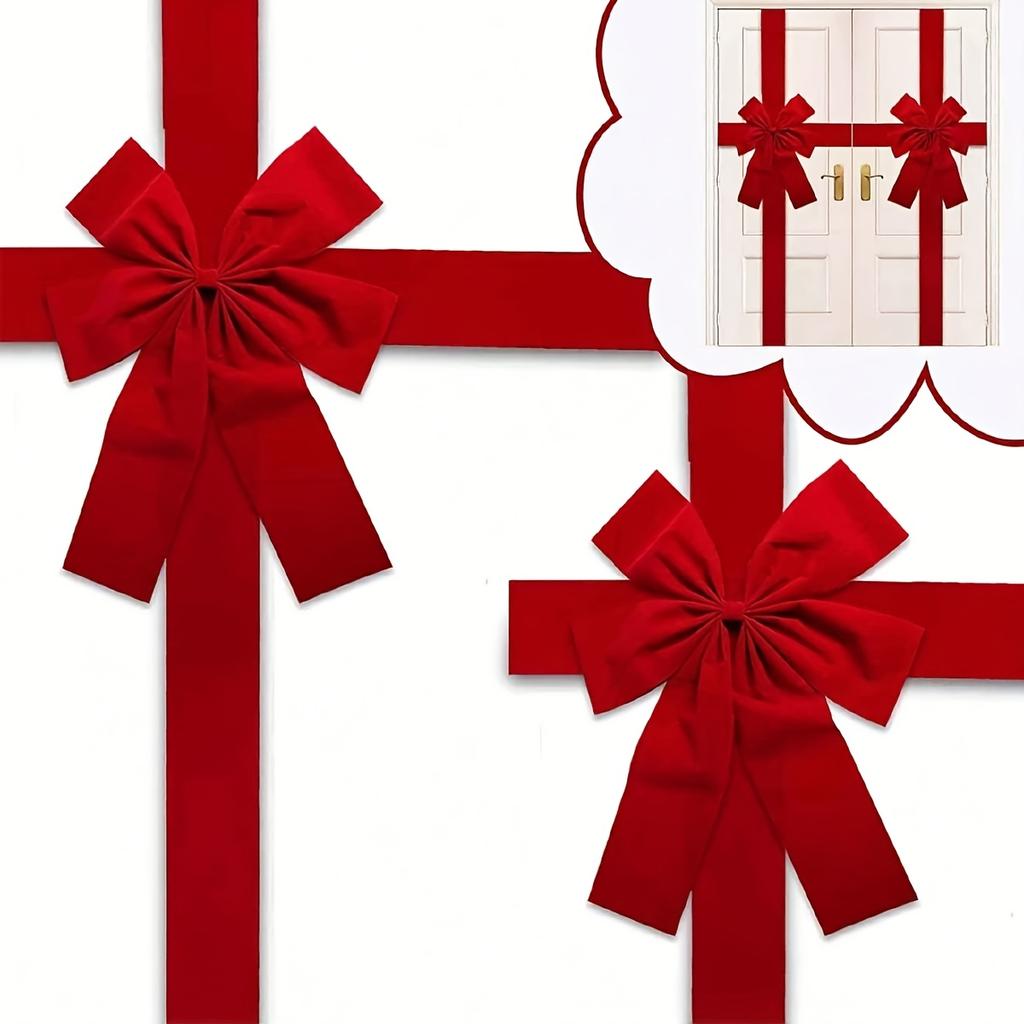 1pc Large Door Hanging Bow Decoration - Elegant Red Christmas Bow, Cloth Door Decor for Holiday Doors, Parties, Home ribbon