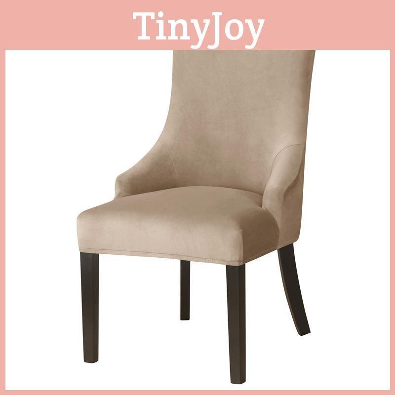 Wingback Stretch Velvet Chair Cover High Back Sloping Arm Dining Chairs Cover