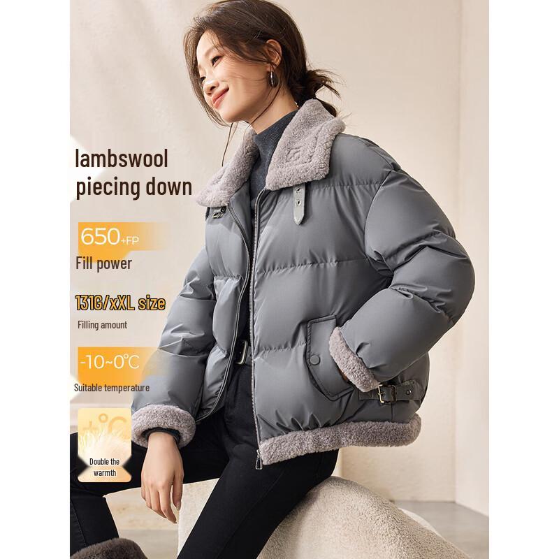 

Techwear Quilted Lambswool Patchwork Down Jacket S