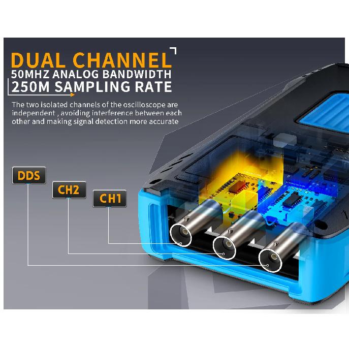 FNIRSI 2C53T Multimeter, Digital Oscilloscope, Signal Generator 3-in-1, 50MHz Dual Channel