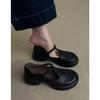 Soft Leather Version~ Retro Simple Round Head Platform Mary Jane Shoes Women's Commuting Versatile Casual Black Small Leather Shoes Single Shoes