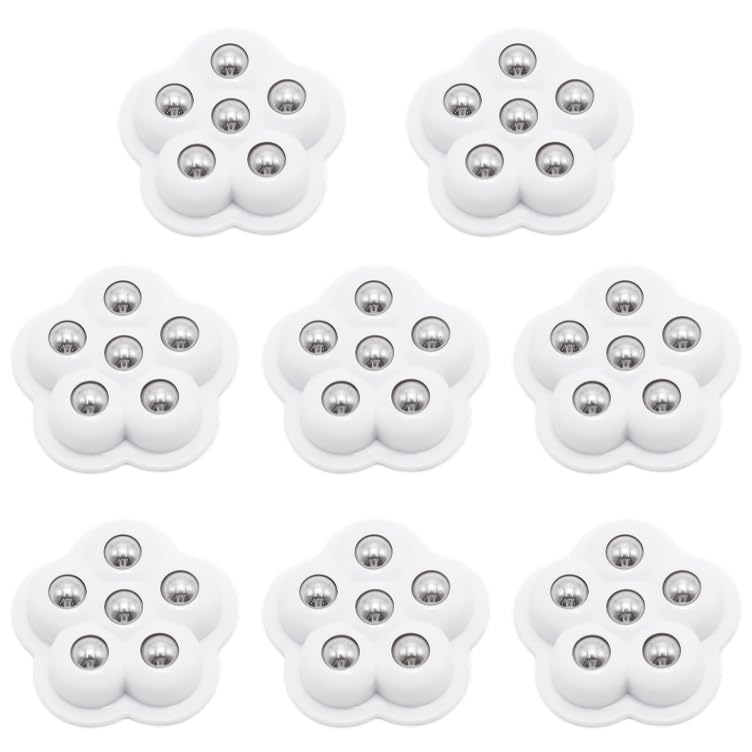 8 Pcs Self Adhesive Mini Caster Wheels 360° Swivel Appliance Wheels Stainless Appliance Sliders for Kitchen Appliances, Small Furniture (White)